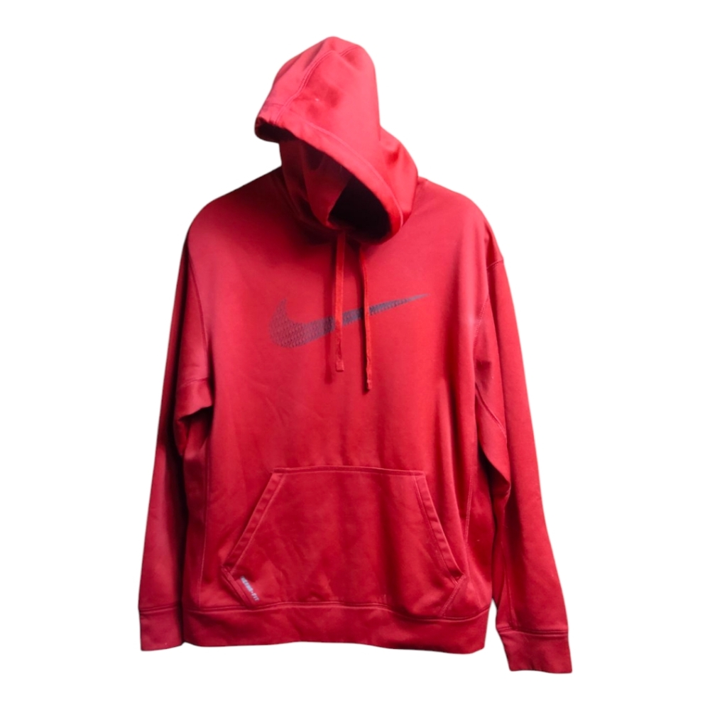 Nike Pullover Sweatshirt Mens Medium Red Therma Fit Hoodie Swoosh